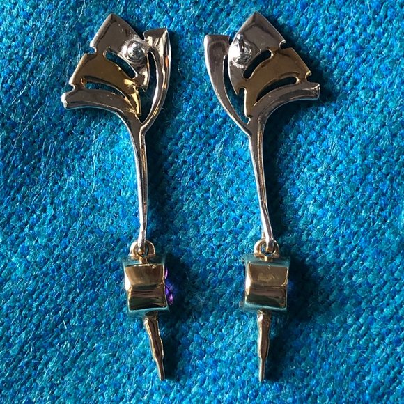 Gold, silver and amethyst earrings - Picture 6 of 9